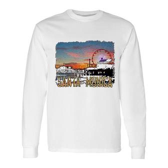 Santa Monica Pier Sunset California Long Sleeve T-Shirt T-Shirt | Mazezy