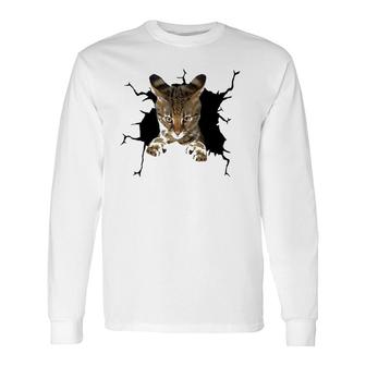 Savannah Cat Torn Cloth Kitten Long Sleeve T-Shirt T-Shirt | Mazezy