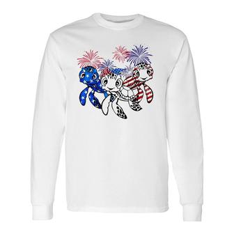 Sea Turtles 4Th Of July American Usa Flag Patriotic Long Sleeve T-Shirt T-Shirt | Mazezy