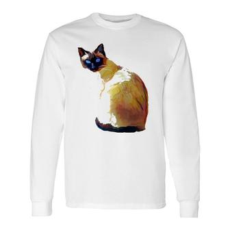 Seal Point Siamese Cat Oil Painting Long Sleeve T-Shirt T-Shirt | Mazezy