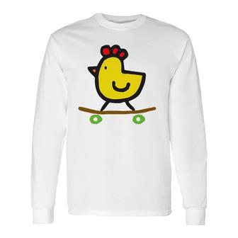 Skateboard Chick- Cute Chicken Long Sleeve T-Shirt T-Shirt | Mazezy