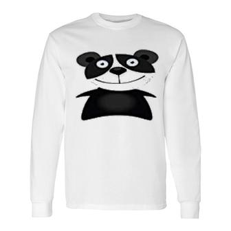 Smiling Creepy Panda Long Sleeve T-Shirt | Mazezy
