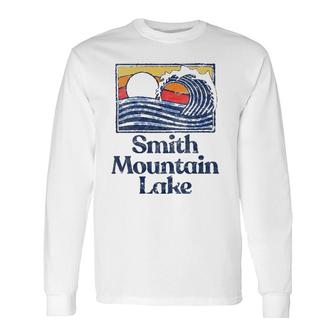 Smith Mountain Lake Retro Surfer Vintage Beach & Wave V-Neck Long Sleeve T-Shirt T-Shirt | Mazezy