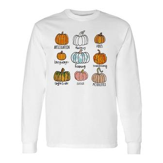 Speech Therapy Halloween Pumpkins For Slp Therapist Long Sleeve T-Shirt T-Shirt | Mazezy
