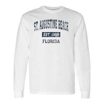 St Augustine Beach Florida Fl Vintage Sports Navy Long Sleeve T-Shirt T-Shirt | Mazezy