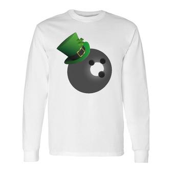 St Patrick's Day Bowling Ball Leprechaun Hat Long Sleeve T-Shirt T-Shirt | Mazezy