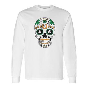 St Patricks Day Irish Skull Clovers Long Sleeve T-Shirt T-Shirt | Mazezy