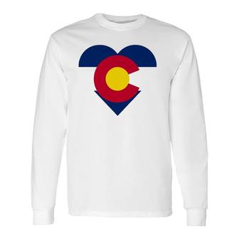 State Of Colorado Flag Heart Novelty Long Sleeve T-Shirt T-Shirt | Mazezy