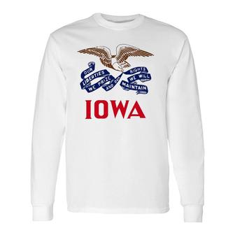 State Of Iowa Flag -- The Hawkeye State Pride Roots Long Sleeve T-Shirt T-Shirt | Mazezy