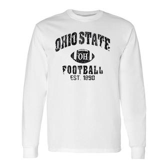 State Of Ohio Columbus Varsity Style Football Zip Long Sleeve T-Shirt | Mazezy