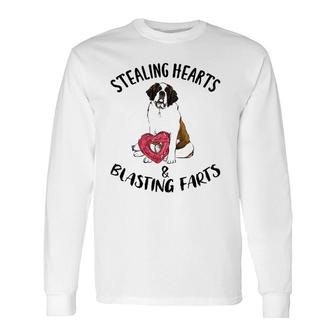 Stealing Hearts Blasting Farts St Bernard Valentine's Day Long Sleeve T-Shirt T-Shirt | Mazezy UK