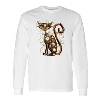 Steampunk Vintage Clockwork Cat Lovers Long Sleeve T-Shirt T-Shirt | Mazezy CA