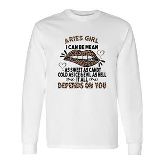 Sweet As Candy Cold As Ice Aries Leopard Aries Girls Birthday Long Sleeve T-Shirt - Seseable