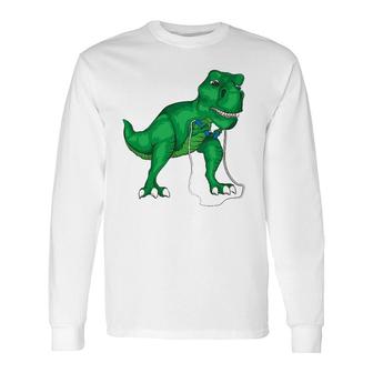 T-Rex Hates Jump Rope Cute Love Dinosaurs Gym Long Sleeve T-Shirt T-Shirt | Mazezy