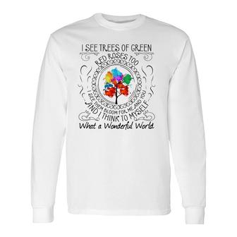 And I Think To Myself What A Wonderful World V-Neck Long Sleeve T-Shirt T-Shirt | Mazezy