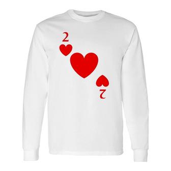 Two Of Hearts Costume Halloween Deck Of Cards Long Sleeve T-Shirt T-Shirt | Mazezy