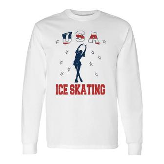 Usa Ice Skating Dance Support Long Sleeve T-Shirt T-Shirt | Mazezy