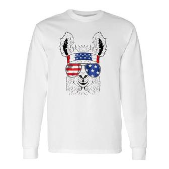 Usa Patriotic Llama July 4Th Alpaca Long Sleeve T-Shirt T-Shirt | Mazezy