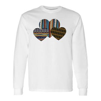 Valentine Three Hearts African American Valentine's Day Long Sleeve T-Shirt T-Shirt | Mazezy