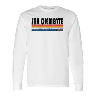 Vintage 70S 80S Style San Clemente California V-Neck Long Sleeve T-Shirt T-Shirt | Mazezy