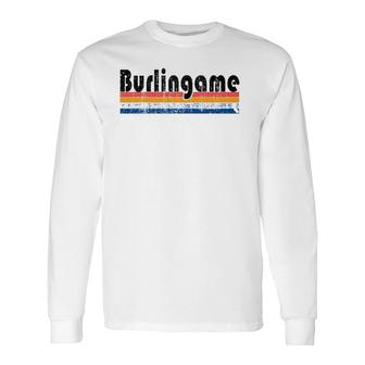 Vintage 80S Style Burlingame Ca Long Sleeve T-Shirt T-Shirt | Mazezy