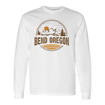 Vintage Bend, Oregon Mountain Hiking Souvenir Print Long Sleeve T-Shirt | Mazezy