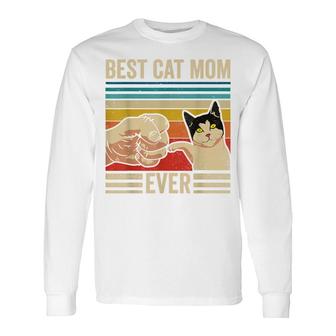 Vintage Best Cat Mom Ever Bump Fit Women T-shirt Long Sleeve T-Shirt - Thegiftio