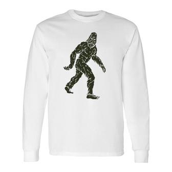Vintage Bigfoot Subtle Military Camo Walking Sasquatch Retro Long Sleeve T-Shirt T-Shirt | Mazezy