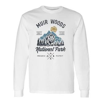 Vintage Muir Woods National Park Hiking Camping Long Sleeve T-Shirt T-Shirt | Mazezy