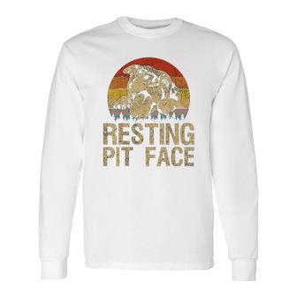 Vintage Pitbull Resting Pit Face Pitbull Lovers Long Sleeve T-Shirt - Thegiftio UK