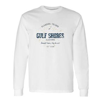 Vintage Retro Style Gulf Shores Long Sleeve T-Shirt T-Shirt | Mazezy UK