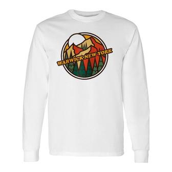 Vintage Warwick New York Mountain Hiking Souvenir Print Long Sleeve T-Shirt T-Shirt | Mazezy