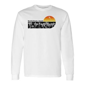Waikiki Beach Hawaii Vintage Sunset Beach Long Sleeve T-Shirt T-Shirt | Mazezy