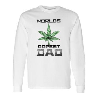 Weed Worlds Dopest Dad Leaf Casual For Men Women Leaf Long Sleeve T-Shirt - Seseable