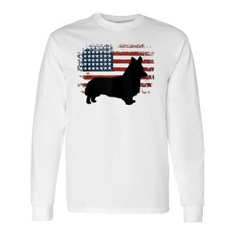 Welsh Corgi American Flag 4Th Of July Dog Patriotic Long Sleeve T-Shirt T-Shirt | Mazezy