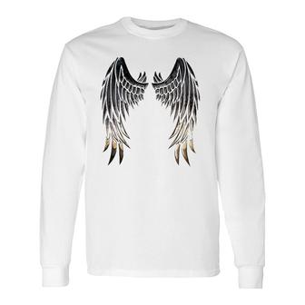 Wings Of An Angel On Back Long Sleeve T-Shirt | Mazezy