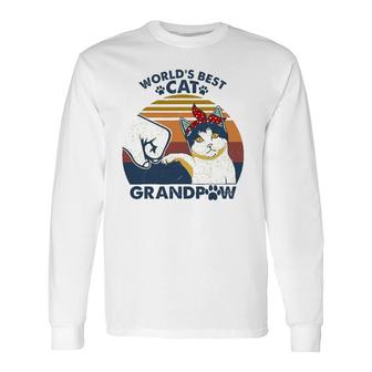 World's Best Cat Grandpaw Vintage Grandpa Cat Lover Long Sleeve T-Shirt T-Shirt | Mazezy