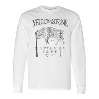 Yellowstone National Park Walking Bison Long Sleeve T-Shirt | Mazezy