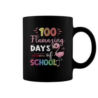 100 Amazing Days Of School Cute Flamingo Student Teacher Coffee Mug | Mazezy