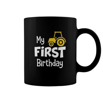1st Birthday Boy Party My 1st Tractor Construction One Year Old Gifts Coffee Mug - Seseable