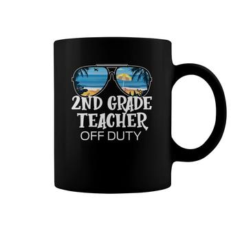 2Nd Grade Teacher Off Duty Sunglasses Palm Tree Beach Coffee Mug | Mazezy