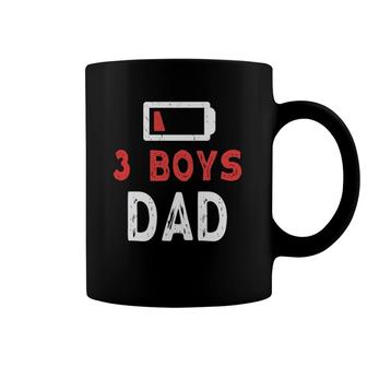 3 Boys Dad Funny Low Battery Three Boys Dad Father's Day Coffee Mug | Mazezy