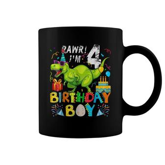 4 Year Old Dinosaur Birthday Boy 4Th T Rex Dinosaur For Boy Coffee Mug - Seseable