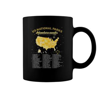 63 National Parks Map Gifts Us Park Vintage Camping Hiking Coffee Mug | Mazezy