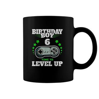 6th Birthday Boy Time To Level Up 6 Years Old Boys Gamer Coffee Mug - Seseable