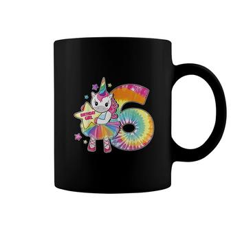 6th Birthday Unicorn Gift For Girls Age 6 Tie Dye Coffee Mug - Seseable
