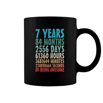 7 Years Of Being Awesome 84 Months 7Th Birthday 7 Years Old Coffee Mug | Mazezy UK