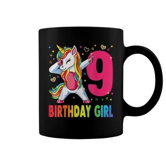 9 Years Old Unicorn Dabbing 9Th Birthday Girl Unicorn Party Coffee Mug - Seseable