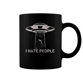 Alien Bigfoot Ufo - I Hate People Raglan Baseball Tee Coffee Mug | Mazezy