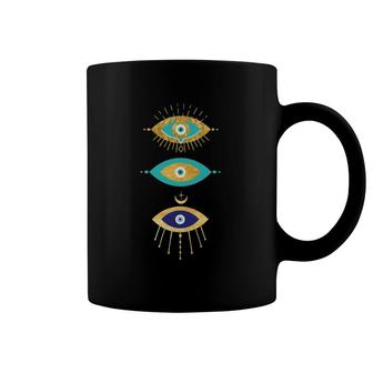 All Seeing Evil Eyes Yellow Eyelashes Curse Protection Coffee Mug | Mazezy